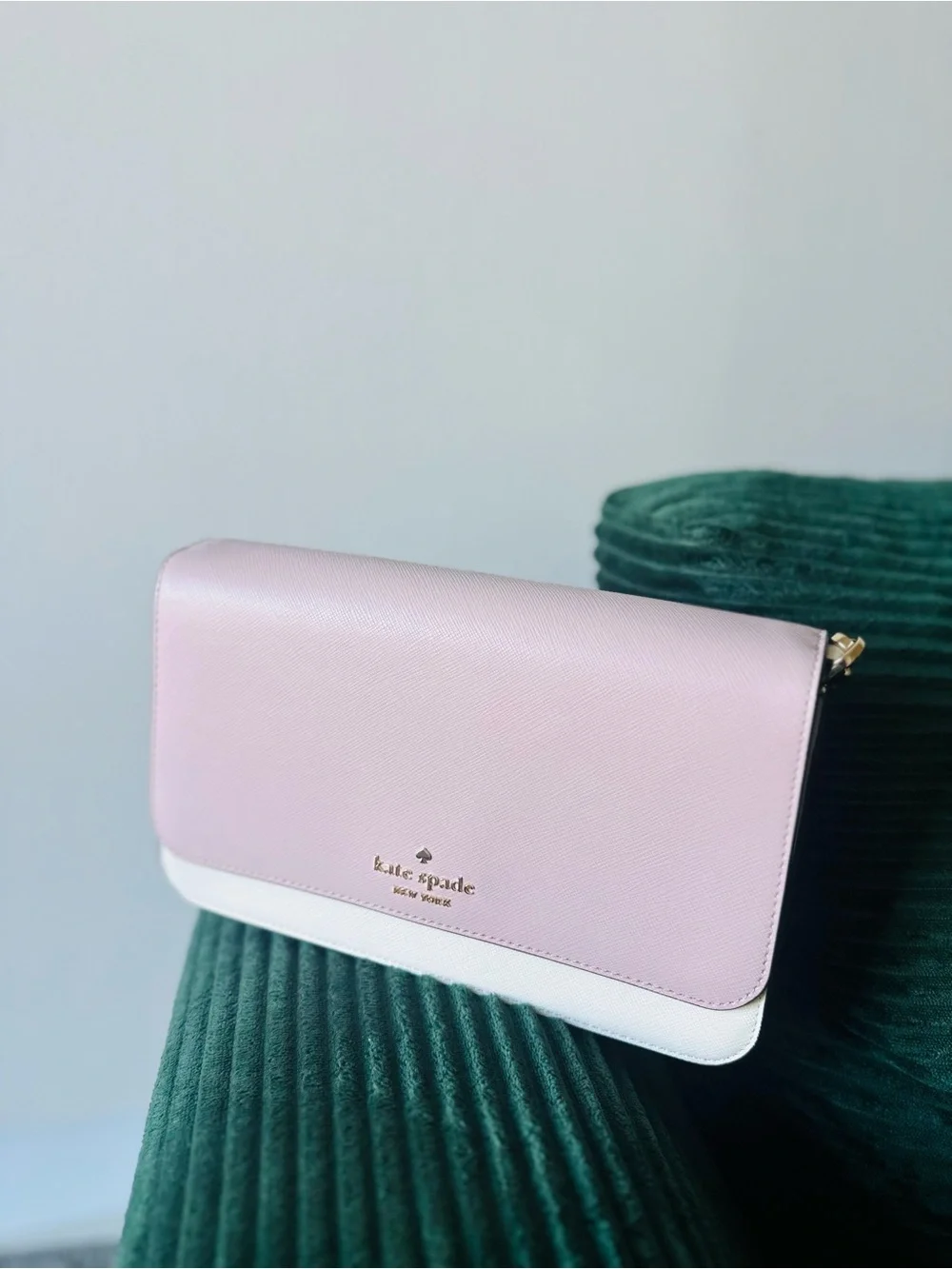 kate spade Pink and Cream Colorblock Crossbody Clutch